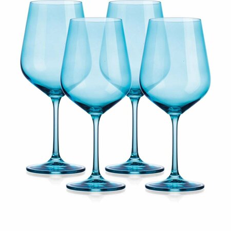 TARIFA Translucent Large Wine Glasses, Aqua Blue - Set of 4 TA3098621